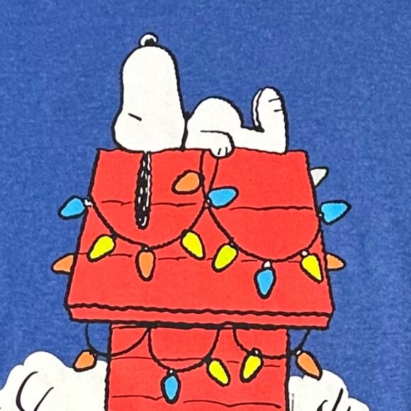 Men's Blue Peanuts Snoopy Christmas Short-Sleeve Tee - Picture 3 of 5